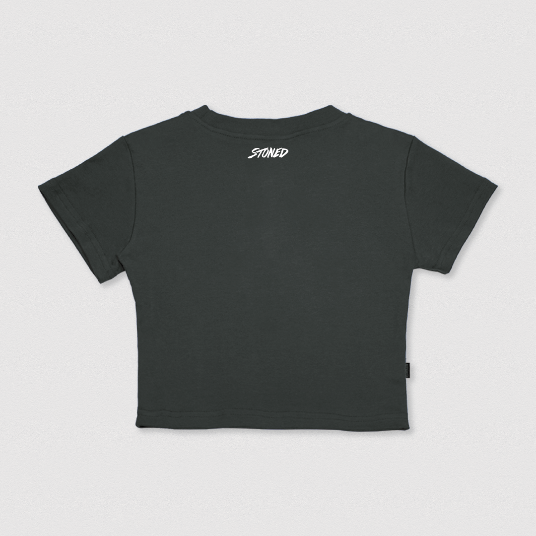 เสื้อครอปโลโก้ซิกเนเจอร์ สีดำ | Stoned x Def Jam : Signature Logo Crop Top Black