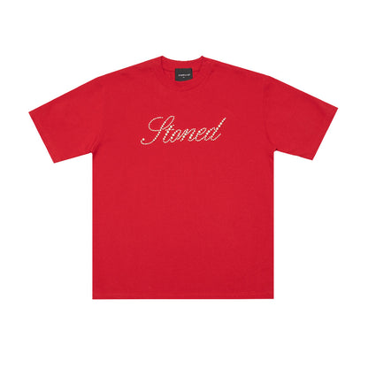 มุกเล่นหาง | Blessed26 : Cursive Pearl Logo Tee Red