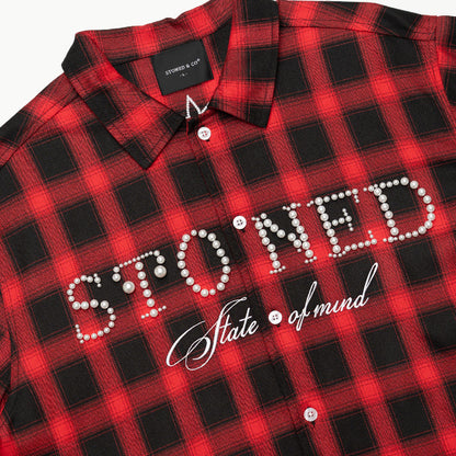 เสื้อแขนยาวมุก | Blessed26 : Pearl Flannel Red