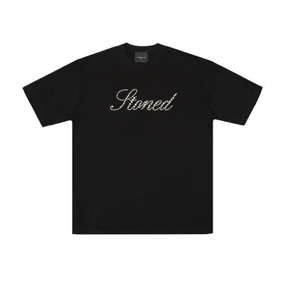 มุกเล่นหาง | Blessed26 : Cursive Pearl Logo Tee Black
