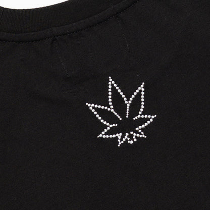 เสื้อครอปประดับมุก | Blessed26 : Cursive Pearl Crop Top Black