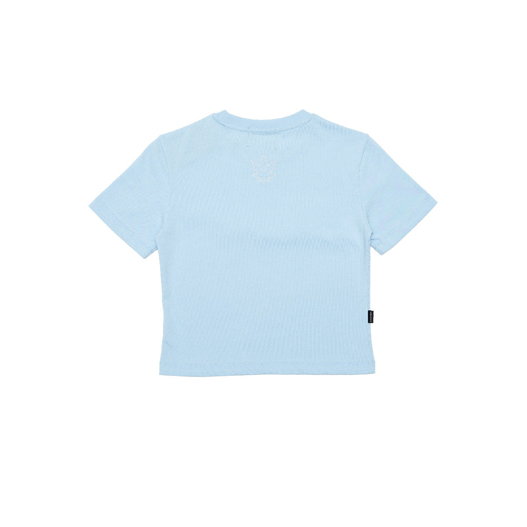 เสื้อครอปประดับมุก | Blessed26 : Cursive Pearl Crop Top Baby Blue