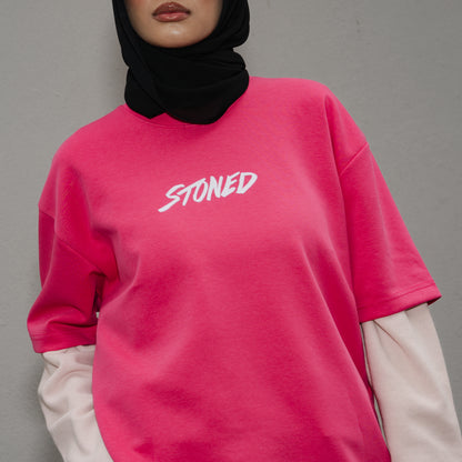 เสื้อยืดลายหกเหลี่ยมเจเนติก สีชมพูสะท้อนแสง | Colours : Genetic Hexagon Tee Neon Pink