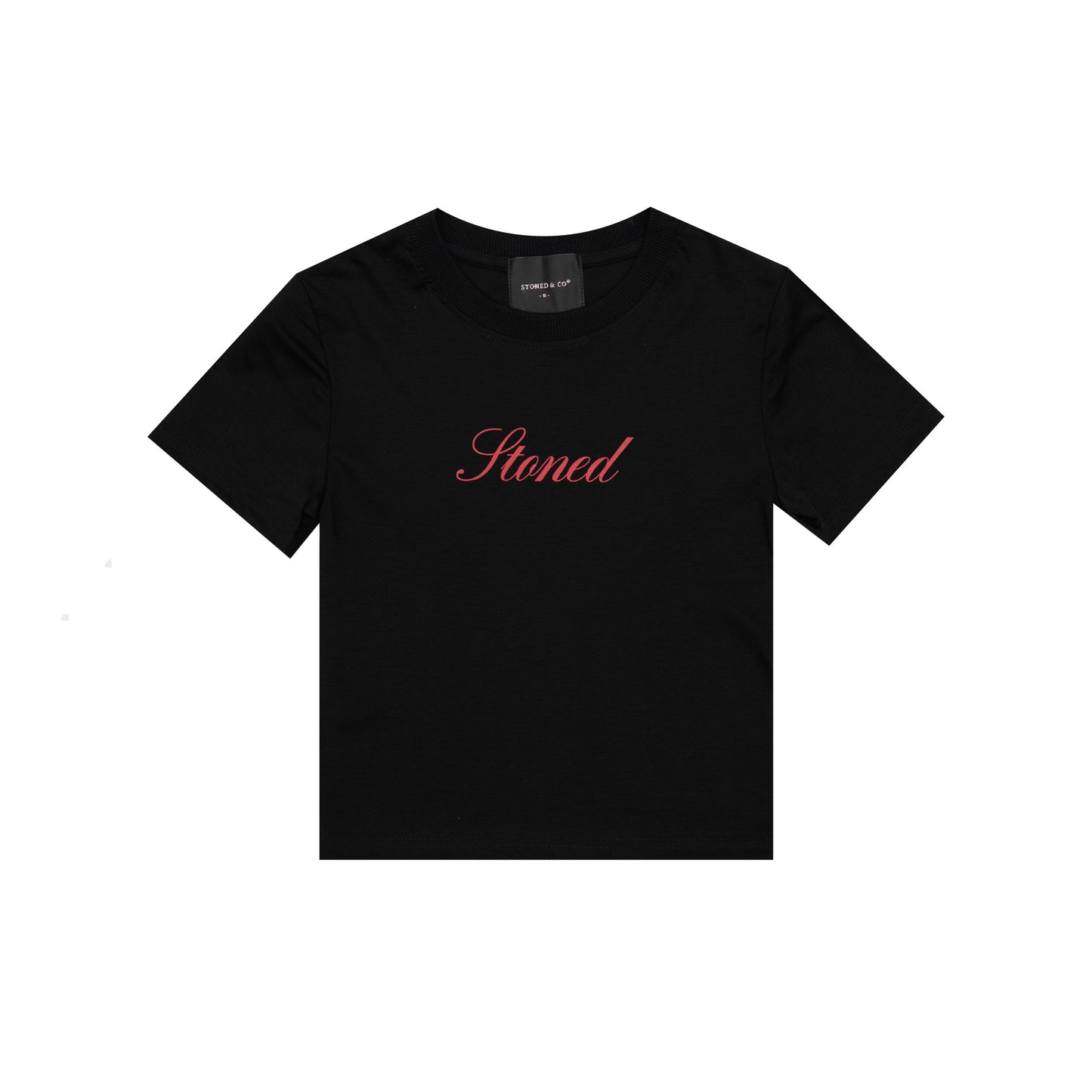 Dark Horse : Cursive Logo Crop Top Black