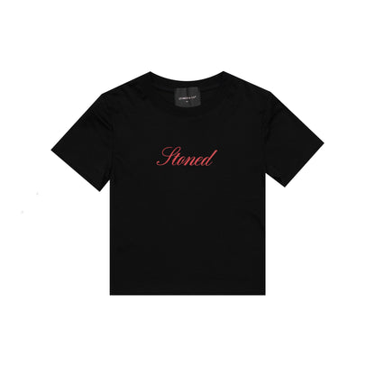 Dark Horse : Cursive Logo Crop Top Black