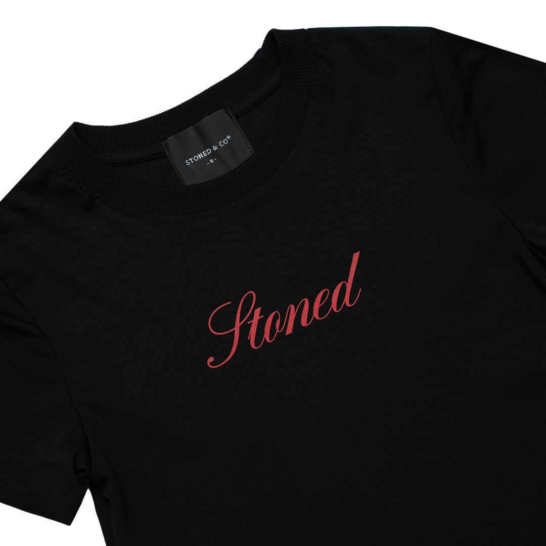 Dark Horse : Cursive Logo Crop Top Black