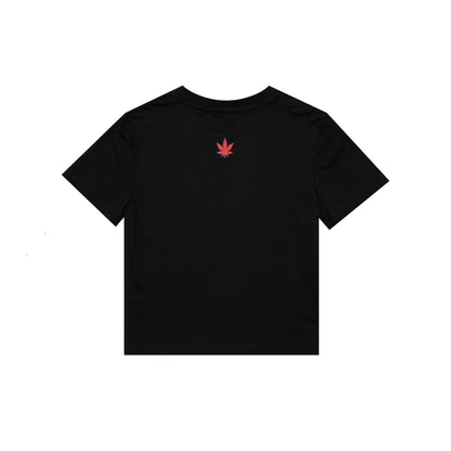 Dark Horse : Cursive Logo Crop Top Black
