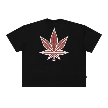 เสื้อยืดลายใบเมเปิลหนัง สีดำ | Dark Horse : Leather Maple Tee Black