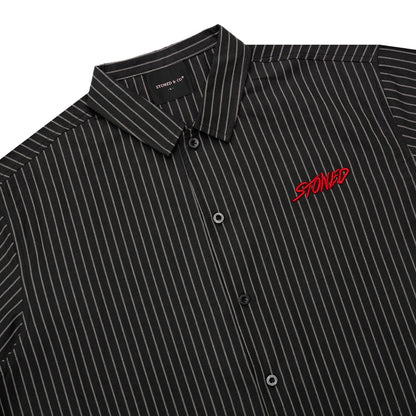 เสื้อเชิ้ตลายทาง สีดำ | Dark Horse : Stripe Shirt S/S Black