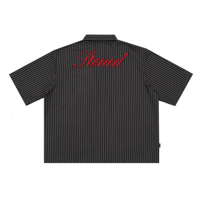 เสื้อเชิ้ตลายทาง สีดำ | Dark Horse : Stripe Shirt S/S Black