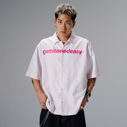 Stoned x GRE : Stripe Shirt White Pink