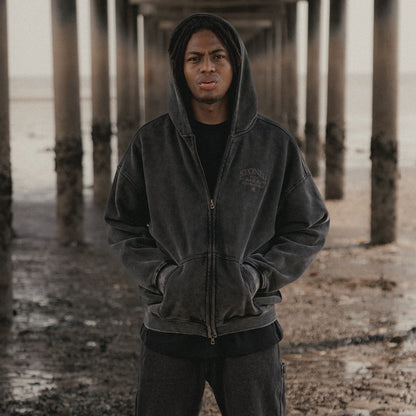 Void : Vintage Washed Zip Hoodie Black