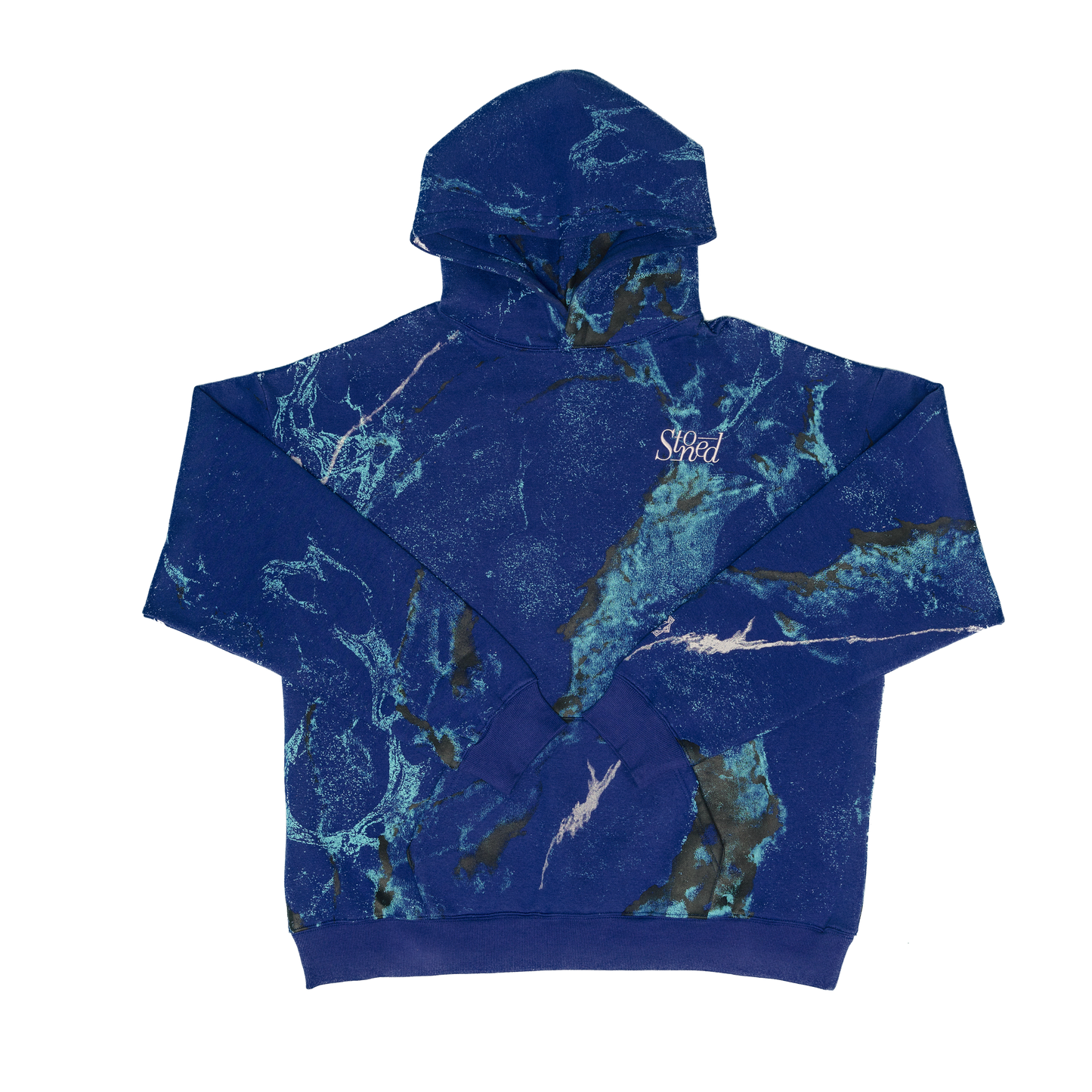 Stoned Blessed : Marble Hoodie Blue